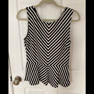 Banana Republic Black & White Striped Peplum Top Size 6